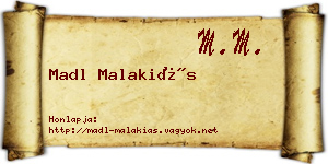 Madl Malakiás névjegykártya